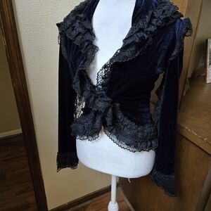 Elegant Black Lace-Trimmed Jacket